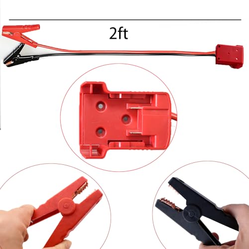 Jumper Cables Compatible with Milwaukee 18V Battery Jumper Starter, 8AWG 2FT Booster Cable with Adapter Alligator Clip, 392°F/200℃ Heat Resistant Silicone Wire for Jump Starting Cars and RVs - color: Red