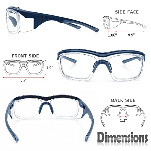 UKNOW Safety Glasses Anti Fog, Eye Protection with Clear UV Protection Lenses & Side Shields, ANSI Z87.1 Protective Eyewear - color: Slate