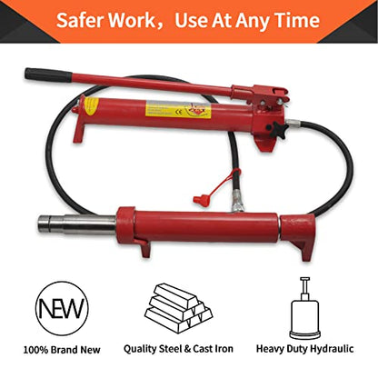 10 Ton Porta Power Hydraulic Jack 2M(78.7in) Welded Car Bottle Auto | Body Frame Repair Kit Air Pump Lift Ram for Load Truck Bed Unloader Farm and Oil Hose Hydraulic Ram Equipment Construction - size: 10 Ton