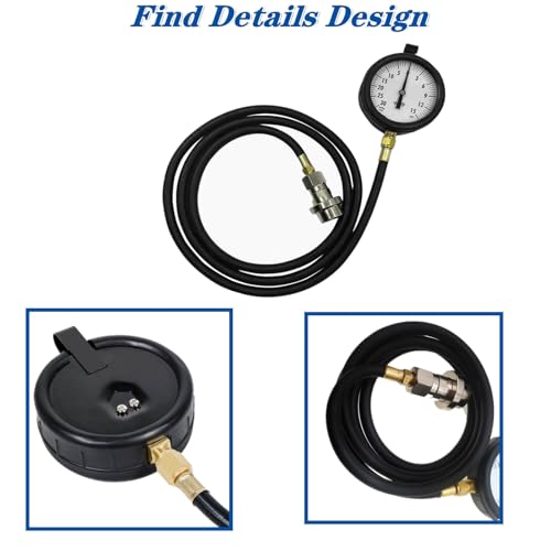 Diesel Fuel Pressure Tester Gauge Assembly TU-32-6 6.6L,Fits for GM Duramax Diesel Fuel System Test Kit, with Quick Coupler (30 inHg - 15 PSI, 6FT)