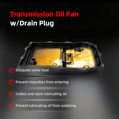 Oil Pan w/Drain Plug, Transmission Oil Pan for Ram 1500 2013-2021 | for Ram 2500 3500 2019-2021, for Ram 1500 Classic 2019-2021, for Jeep Grand Cherokee 2014-2021, 265-850, 265850, 68225344AA - size: for Ram 1500/Grand Cherokee 2014-2021