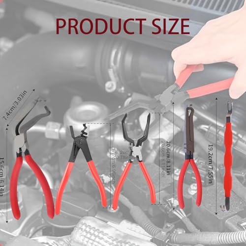 Automotive Electrical Disconnect Pliers Kit | Upgraded High-Carbon Steel, Connector Release Tool Set, Straight & Angled Pliers, Terminal Removal Tool - size: 5SET