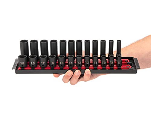 TEKTON 3/8 Inch Drive Impact Socket Set, 24-Piece | SID91213 - size: 24-Piece (5/16-3/4 in.)