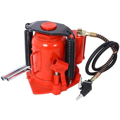 Pneumatic Air Hydraulic Bottle Jack, 32 Ton/64,000 LBS All Welded Bottle Jack, 10.4-16.3 inch Lifting Range, with Manual Hand Pump & Handle,Heavy Duty Auto Truck Travel Trailer Repair Lift - color: Red, size: 32Ton