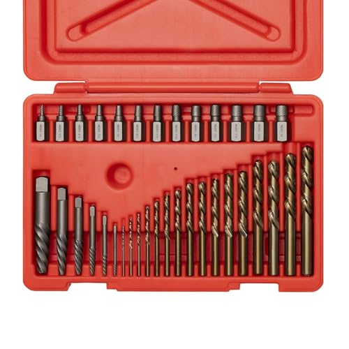 NEIKO 04206A Screw-Extractor Set, Broken Bolt Remover, Multispline and Spiral Extractors for Stripped Screws, Studs, Fittings, and Lugs, Left-Hand Drill Bits, 5/64" to 1/2", 35-Piece Set - size: 35 Piece, style: Extractor Set