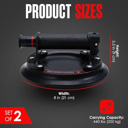 Houseables Heavy Duty Glass Suction Cups for Lifting, Vacuum Suction Cup Handle, Glass & Tile Lifter for Moving Large Glass, Tile, Mirrors, Windshields, Table Tops & Dent Pulling