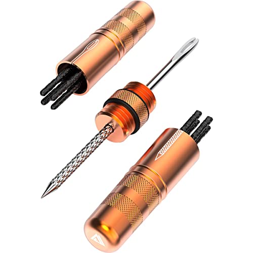 KOM Cycling Tubeless Tire Repair Kit for Bikes 8 Colors! Fixes Mountain Bike and Road Bicycle Tire Punctures - color: Orange