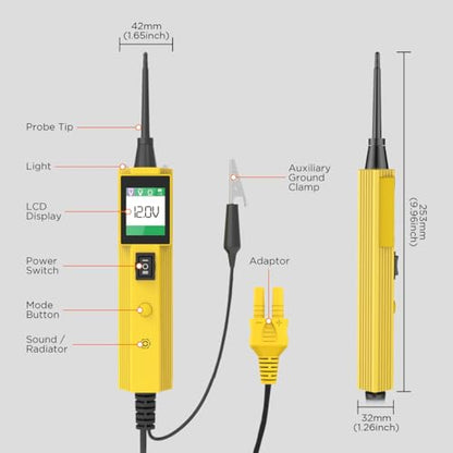 BT260 Automotive Circuit Tester Power Probe Kit, 6V 12V 24V Electrical System Diagnostic Tool with Multimeter, TFT Color Display, Smart Overload Protection, 20ft Cable for Vehicle Truck Boat