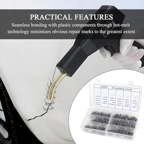 Hovom 1200PCS Plastic Welding Staples, 6 Sizes 0.6mm 0.8mm Big Wave Plastic Welder Staples, Stainless Steel Hot Staple for Car Bumper Repair, Bumper Welding Rods Repair Kit (1200PCS) - size: 1200PCS