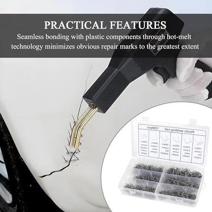 Hovom 1200PCS Plastic Welding Staples, 6 Sizes 0.6mm 0.8mm Big Wave Plastic Welder Staples, Stainless Steel Hot Staple for Car Bumper Repair, Bumper Welding Rods Repair Kit (1200PCS) - size: 1200PCS