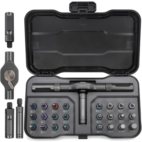 Doaho 24 in 1 Magnetic Ratchet Screwdriver Set,Mini Switchable Screwdriver Set with Detachable Ratchet Handle,Portable Repair Driver for Furniture Computer Bicycle Electronics Home Improvement