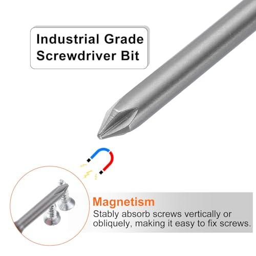 HARFINGTON 5pcs #1 Phillips Screwdriver Bit PH1 1/4" Hex Shank 4" (100mm) Long Magnetic S2 Steel Industrial Grade Screw Driver Bit Cross Head Electric Drill Bits 0.236" (6mm) Rod - size: PH1 x 100mm x 6mm