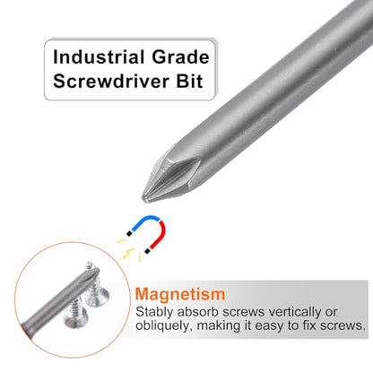 HARFINGTON 5pcs #1 Phillips Screwdriver Bit PH1 1/4" Hex Shank 4" (100mm) Long Magnetic S2 Steel Industrial Grade Screw Driver Bit Cross Head Electric Drill Bits 0.236" (6mm) Rod - size: PH1 x 100mm x 6mm