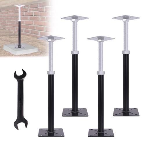 House Floor Jacks for Leveling, 11"-16.5" Height Adjustable, 4 PCS | Post Floor Support Jacks for Temporary Stabilizing Stairs, Decks, Crawlspaces Porches, Roof Beams, 11000lbs Load Capacity - size: 11-16 inch