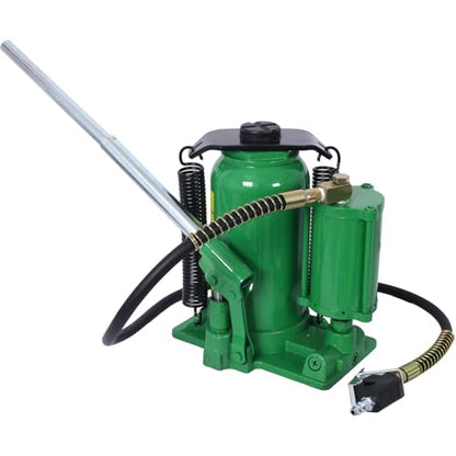 20 Ton Air Hydraulic Bottle Jack, Professional Lifting Jack for Heavy Machinery & Large Trucks, 10.2-19.7 Inch Height Range with Extendable Screw(Green) - color: Green, size: 20 Ton