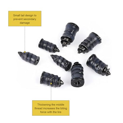 61 PCS Tire Repair Rubber Nail, High-elasticity Rubber Screws for Puncture Sealing, Portable Emergency Tire Plug Kit with Screwdriver, Universal for Car Truck Motorcycle Tires (Black) - size: 61 PCS