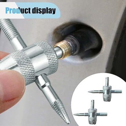 2PCS 4-Way Tire Valve Core Removal Tool 4-in-1 Universal Valve Wrench | Multifunctional Tire Valve Tools, Valve Core Tool Auto Tire Stem Core Remover Installer, Fit for Car Bicycle Bike Tire Repair - size: 2PCS