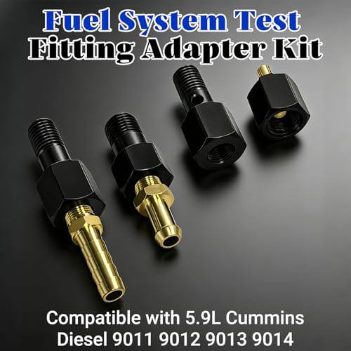 Fuel System Test Fitting Adapter Kit for 5.9L Cummins Diesel, High Pressure Leak Detection Tool Set Compatible with 9011 9012 9013 9014