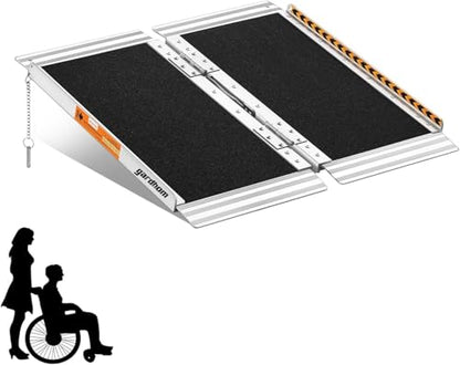 gardhom Portable Wheelchair Ramp 2 Feet, Anti-Slip Aluminum Folding Handicap Ramp Wheel Chair Ramp for Home Steps Entrance Threshold Doorways Stairs Curbs Scooter, 800LBS Capacity - size: 2 Foot (Pack of 1)