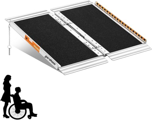 gardhom Portable Wheelchair Ramp 2 Feet, Anti-Slip Aluminum Folding Handicap Ramp Wheel Chair Ramp for Home Steps Entrance Threshold Doorways Stairs Curbs Scooter, 800LBS Capacity - size: 2 Foot (Pack of 1)