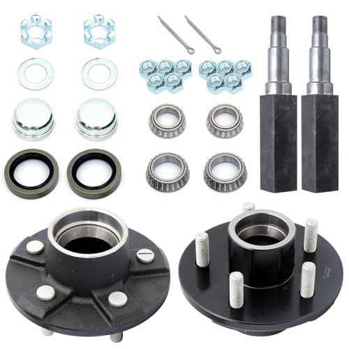 Trailer Hub Assembly,5-Bolt on 4-1/2" Circle Compatible with 3,500 lbs axle,with 1-3/8" to 1-1/16" Tapered Spindle and Bearings - size: UT GL4856C*2