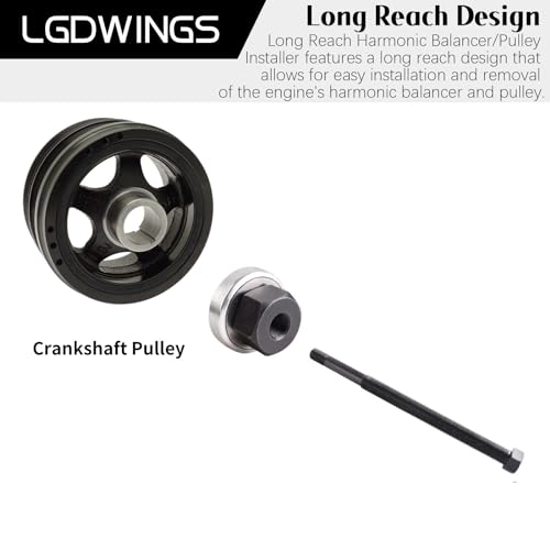 Long Reach Harmonic Balancer Installer Kit Crankshaft Pulley Removal Tool Pulley Puller Set 5 pcs