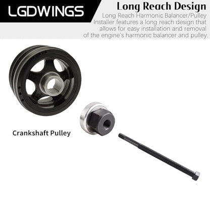 Long Reach Harmonic Balancer Installer Kit Crankshaft Pulley Removal Tool Pulley Puller Set 5 pcs