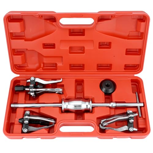 QWORK 3 Jaw Gear Bearing Slide Hammer Puller Set - Universal Internal & External Gear & Pulley Puller for Automotive Maintenance, Efficiently Removes Gears, Bearings, Grease Retainers, Oil Seals