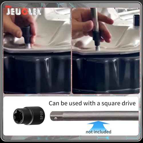EP Socket EP10, 6 Point 3/8” Dr Female External E-Torx Plus Socket | EP Socket, Female External, E-Torx Plus Socket, External, Cr-V Steel, High Deformation Prevention - size: EP10
