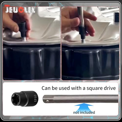 EP Socket EP10, 6 Point 3/8” Dr Female External E-Torx Plus Socket | EP Socket, Female External, E-Torx Plus Socket, External, Cr-V Steel, High Deformation Prevention - size: EP10