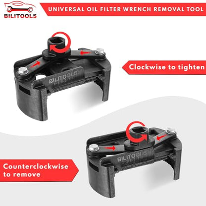 BILITOOLS Universal Adjustable Oil Filter Wrench with Auto-Clamp Spring | 1/2-Inch Drive Removal Tool, Fits 60-80 mm (2.36-3.15 Inch) Engine Filters, Conduit and Fittings - size: 60-80mm