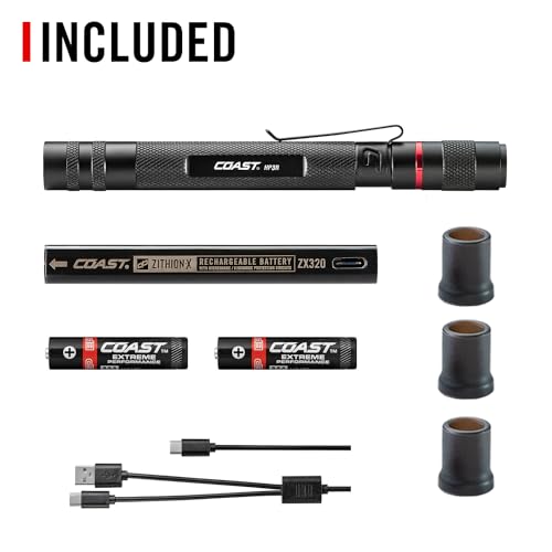 Coast HP3R 500 Lumen Rechargeable LED Penlight with Twist Focus, Red - color: Red