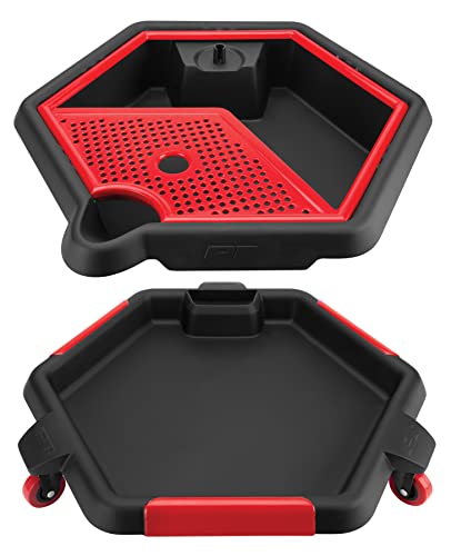 Performance Tool W4074 2 in 1 Drain Pan and Tool Caddy - Conveniently Collects Oil and Organizes Tools for Automotive Repairs - style: 2 In 1 Drain Pan Tool Caddy