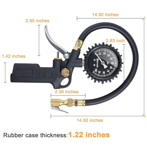 AstroAI Tire Pressure Gauge with Inflator, 100 PSI-ANSI B40.1 Accurate, Large 2.5" Easy Read Glow Dial, Heavy Duty Air Chuck and Compressor Accessories for Truck, with Case - style: with case