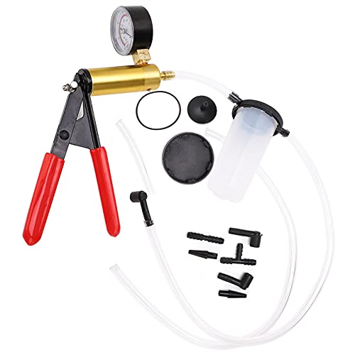 Aramox Hand Held Vacuum Pump Tester Kit for Brake Bleeding, Multi Functional Gauge with Carrying Case, Attach Hoses and Adaptors for Most Vehicles