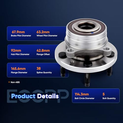 ECCPP 2-Piece 512460 Wheel Hub Bearing for Ford Explorer 2011-2019 | for Ford Police Interceptor Utility 2013-2019 5 lugs Pre-Greased Sealed - size: 512460*2