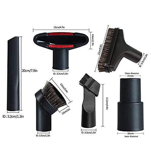 Alrens 1 1/4" Shop Vacuum Attachments Brushes Kit 1-1/4 inch 1-3/8 inch Vacuum Cleaner Accessories, Set of 7 - size: vacuum brush kit 7 pack