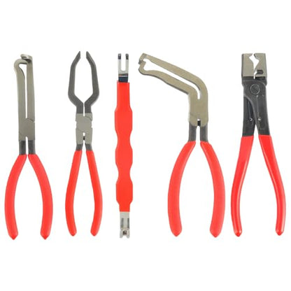5-Piece Automotive Electrical Tool Kit - Disconnect Pliers, Hose Clamp Pliers, Connector Separator & Terminal Removal Tool Set for Cars - size: 5 Set
