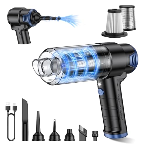 AHNR Handheld Car Vacuum Cleaner Cordless with 16000PA Powerful Suction, 4-in-1 Portable Mini Vacuum Cleaner & Air Duster with Multi-Accessories, Hand Held Vacuum Cordless Rechargeable for Car Home - color: Black&blue