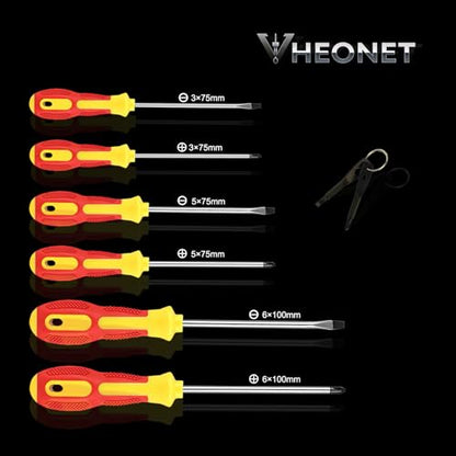 Screwdriver Sets : 6-Piece Magnetic Screwdriver Set with 4-in-1 Keychain Tool | Includes Phillips & Flat Head | Non-Slip Grip for DIY & Home Repair | Practical Gift (Red & Yellow) - color: Red/Yellow