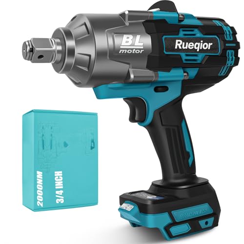 Cordless Impact Wrench 3/4" Compatible with Makita 18V Battery, Impact Wrench 1500FT-LBS(2000N.m) High Torque Brushless Electric Impact, with 3 Speed Modes Power Impact Driver - color: Blue 2000n 3/4in
