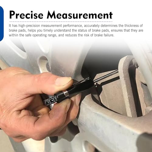 Brake Pad Thickness Gauge Measure Tool, Tire Tread Depth Gauge with Scale, Car Brake Pad Measuring Tool, Universal Brake Pads Detection Pen (Black)