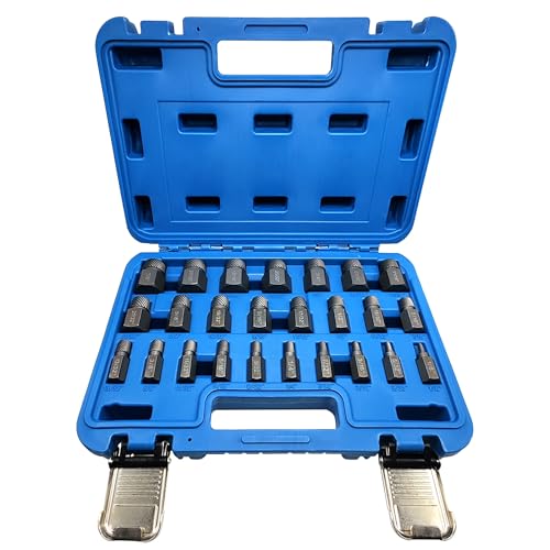 25PCS Multi-Spline Screw Extractor Set, 3/8" Inch Adaptor Easy Out Bolt Remover Kit, Bolt Extractor Set, Hex Head Multi-Spline, Kit for Broken Removing Nuts Bolts Screw - color: 25pcs