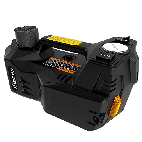 Hyperion Lift-Assist 12V Portable Hydraulic Floor Jack with Tire Inflator Air Compressor by Deltran - 043-1004-HY-WH