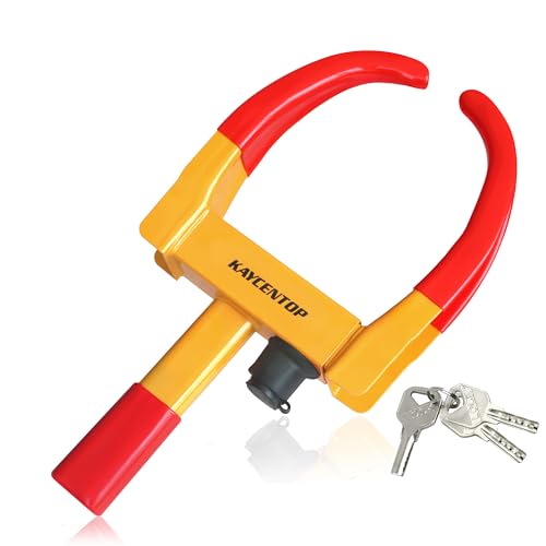 KAYCENTOP Universal Wheel Lock, Security Trailer Wheel Lock, Tire Lock Anti Theft for Trailers Golf Cart SUV Boat ATV Motorcycle Camper, 3 Keys (Yellow-Red) - color: 1pcs Red/yellow