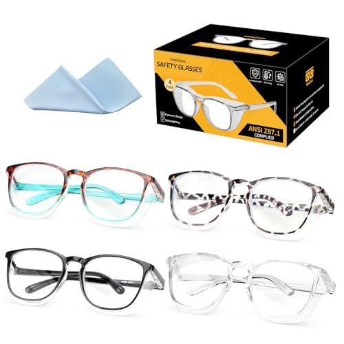 KeeiZoes Safety Glasses Anti Fog Goggles For Women, Nurses Protective Eyewear Blue Light & UV Blocking Eye Protection Glasses - color: Green Leopard + Black Leopard + Black + Clear