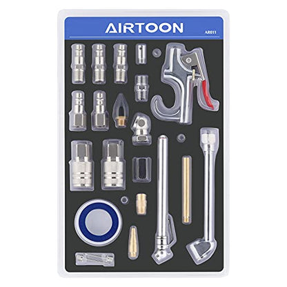 21 Pieces Air Compressor Accessories 1/4 Inch NPT, Inflation Kit, with Blow Gun, Air Chucks, Inflation Needles,seal tape included - size: 21 Pieces