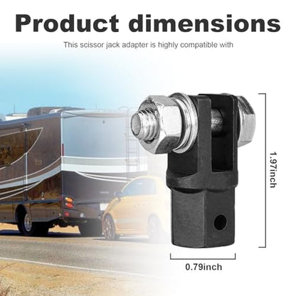 Scissor Jack Adapter, Scissor Jack Drill Adapter for 1/2 Inch Drive Impact Wrench or 13/16 Inch Lug Wrench, Universal Sturdy Power Jack Connector for Automotive RV Trailer