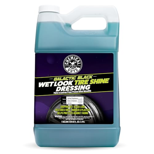 Chemical Guys, Galactic Black Wet Look Tire Shine, Deep Black, 1 Gallon | High-gloss dressing revives a deep black wet look on tires, trim and rubber with shine and a protective layer - size: 128 Fl Oz (Pack of 1)