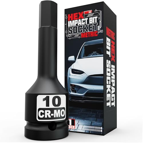 1/2" Drive 10 mm Hex Impact Bit Socket, H10 Allen Bit Socket, Metric, Cr-Mo Steel, Automotive Repair Industrial Maintenance and DIY Enthusiasts Alike - size: 1/2 Inch H10 Deep
